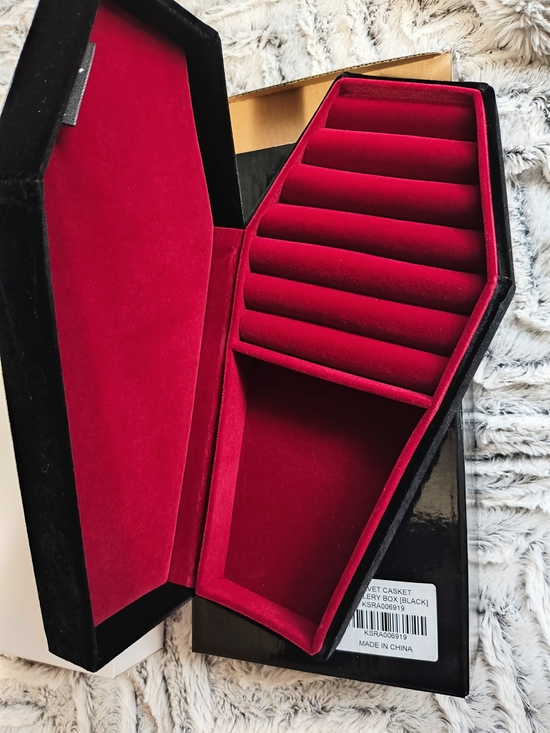 Killstar Accessories - Killstar Black Velvet Coffin Jewelry Casket with Red Velvet Interior